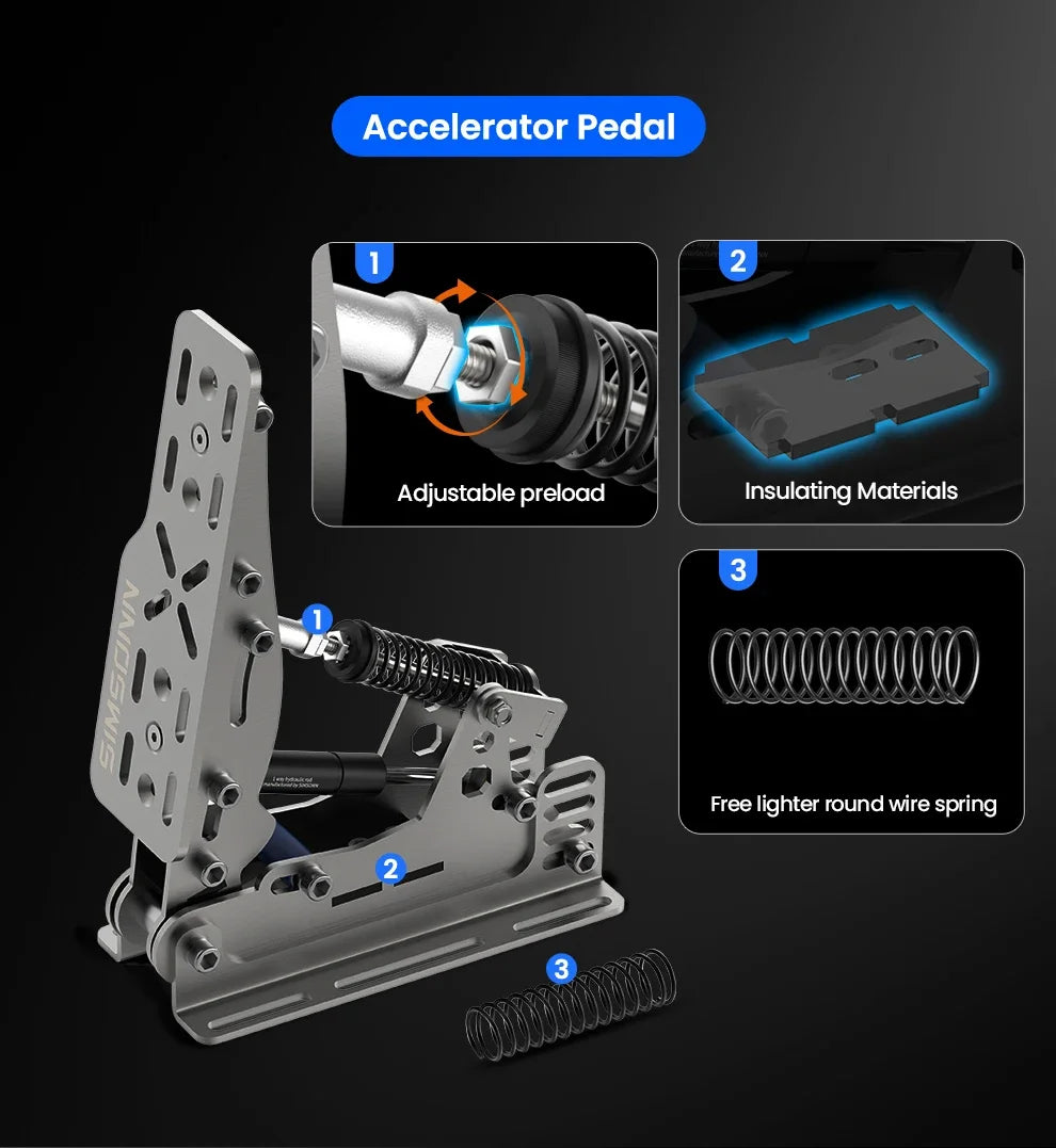 SIMSONN Plus X Sim Racing Simulator Pedal PC Simracing Pedals Support VAM Series Vibration Motor Driving Game Accessories
