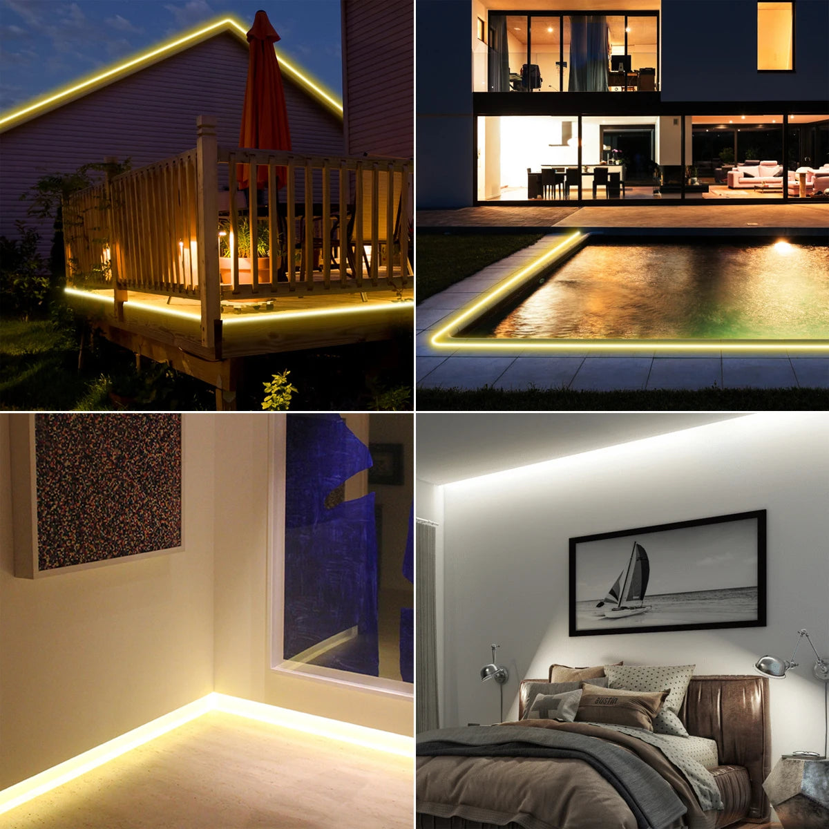 COB Neon LED-list Vattentålig IP67 – 288 LED/m, Varmvit/Neutral/Kallvit, 1–35m, 110V/220V, Med Strömbrytare