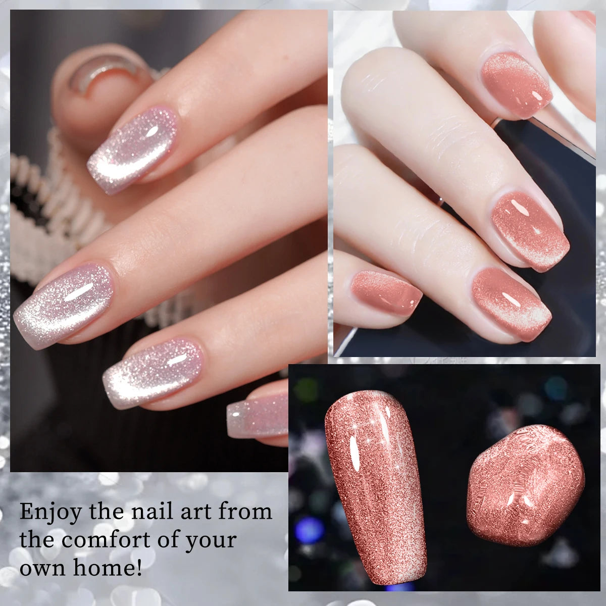 6 Colors Cat'S Eye Magnetic Nail Gel Set, Semi-Permanent UV LED Soak Off Nail Art, Smooth Intense Pigmentation, Odorless, Toxin-