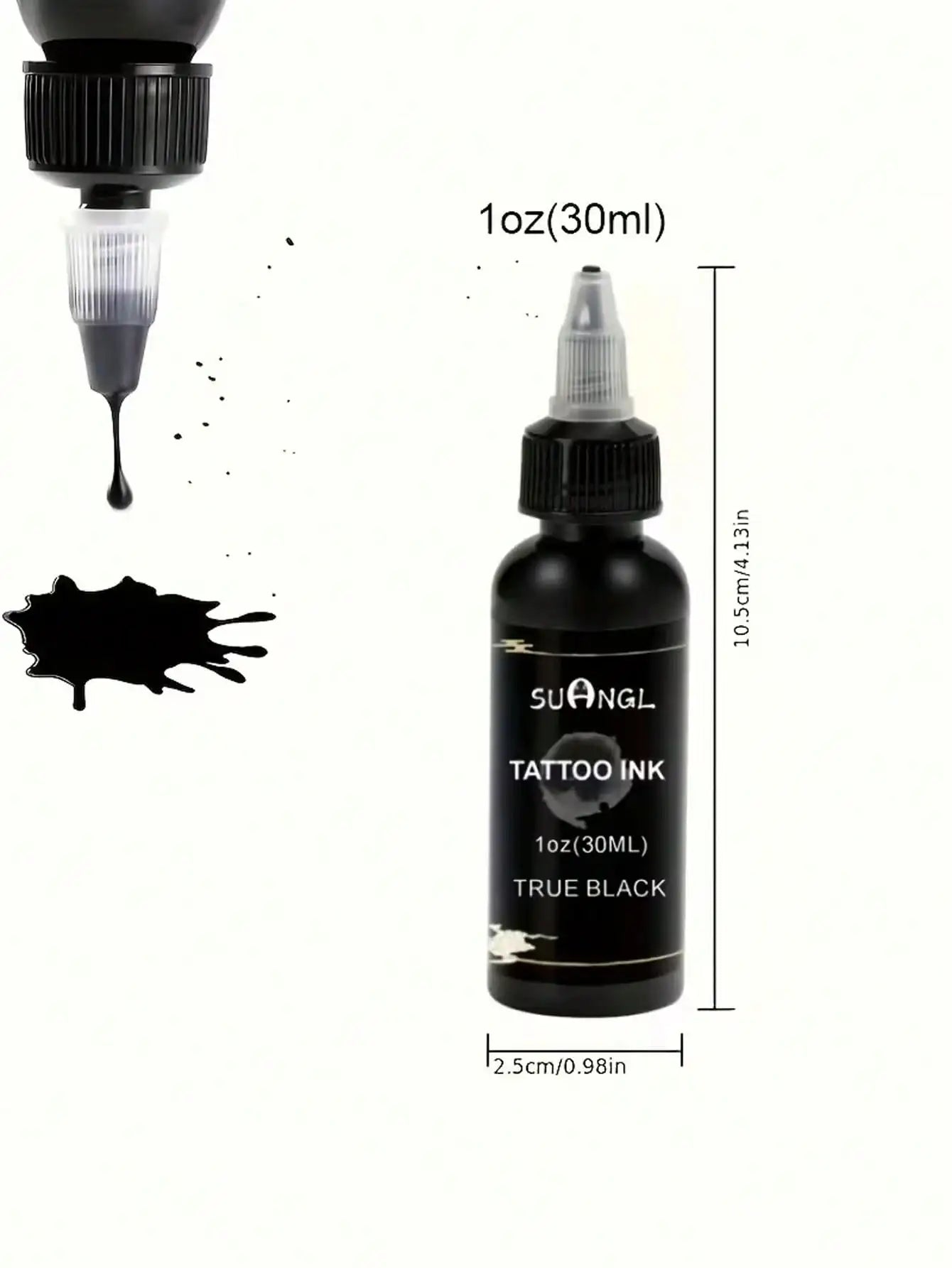 SUANGL Professional Black Tattoo Ink High Saturation Waterproof Permanent Pigment 30ml for Tattoo Studio Tattoo Accessories