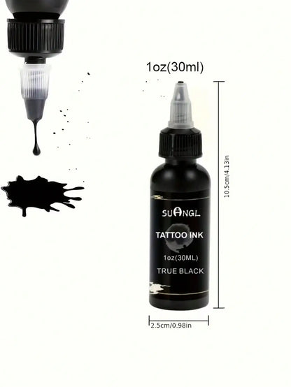 SUANGL Professional Black Tattoo Ink High Saturation Waterproof Permanent Pigment 30ml for Tattoo Studio Tattoo Accessories