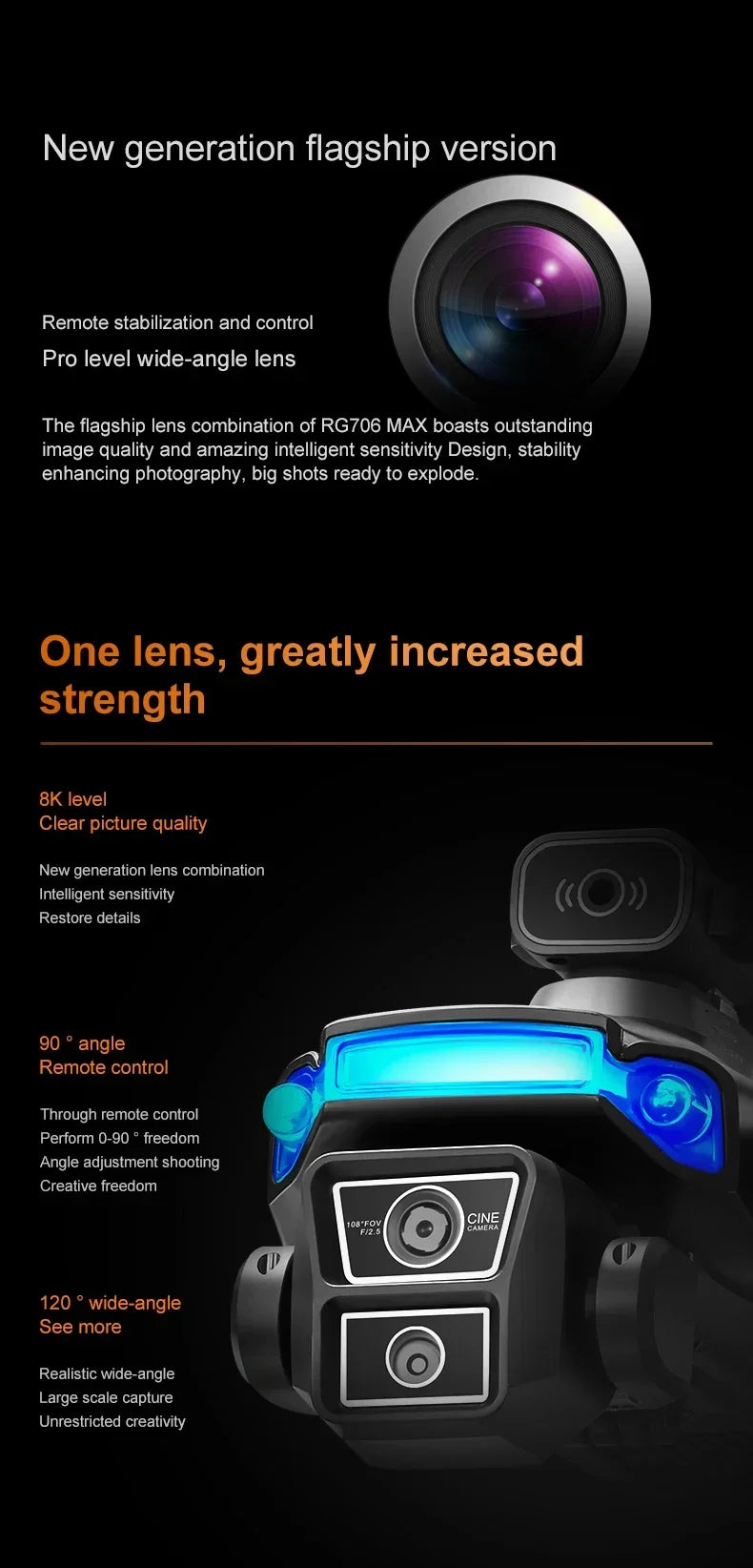 RG706 MAX GPS Drone 8K Professional Dual HD Camera 5G WIFI FPV 360° Obstacle Avoidance Brushless Large Screen Rc Quadcopter Dron