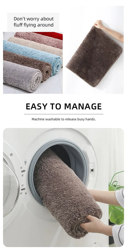 Rounded and thickened bathroom floor mat, bathtub absorbent mat, plush material, anti slip foot mat, entrance door mat, bathroom