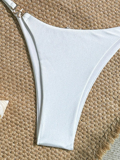 Cikini Women's Sexy Bikini Two Pieces Set Accessories Glossy Texture Special Fabric Solid Color Summer Beach Swimwear