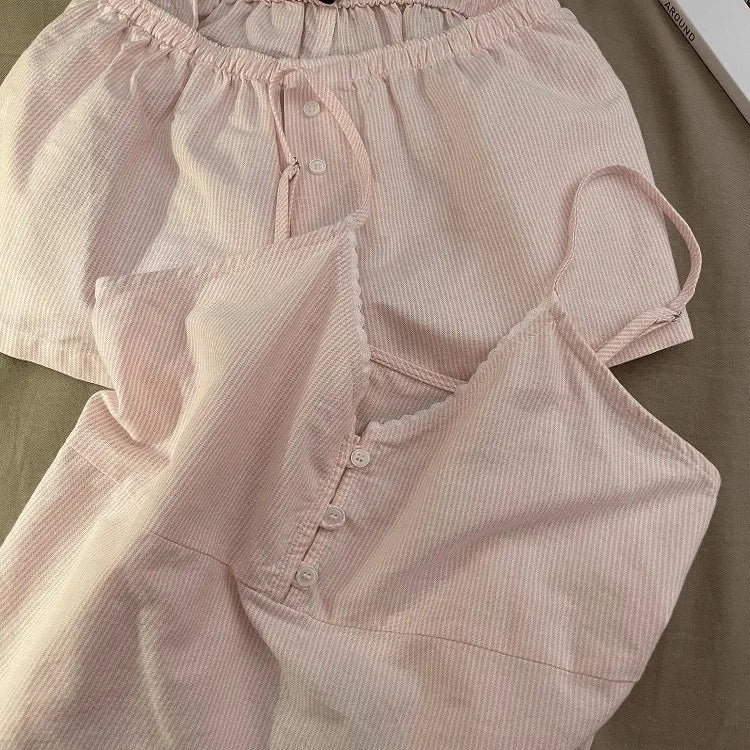 Women Summer Cami Shorts Pajama Set Girls Student Homewear Set Woman Casual Loungewear Suitable Outing Loose Sleepwear Ladies