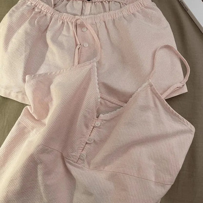 Women Summer Cami Shorts Pajama Set Girls Student Homewear Set Woman Casual Loungewear Suitable Outing Loose Sleepwear Ladies