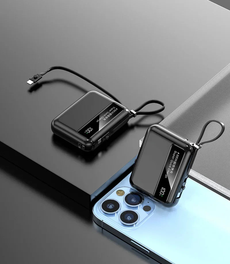 50000mAh Power Bank Comes with data cables Portable Auxiliary Spare External Battery Pack Charger For iPhone Android
