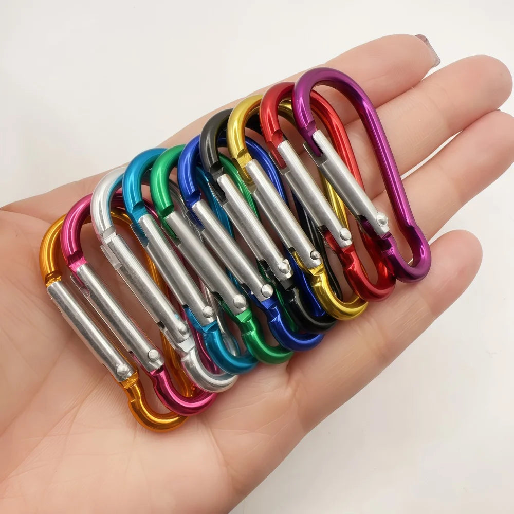 5-100Pcs Aluminum Carabiner Key Chain Clip Outdoor Camping Keyring Snap Hook Water Bottle Buckle Kit Climbing Accessories