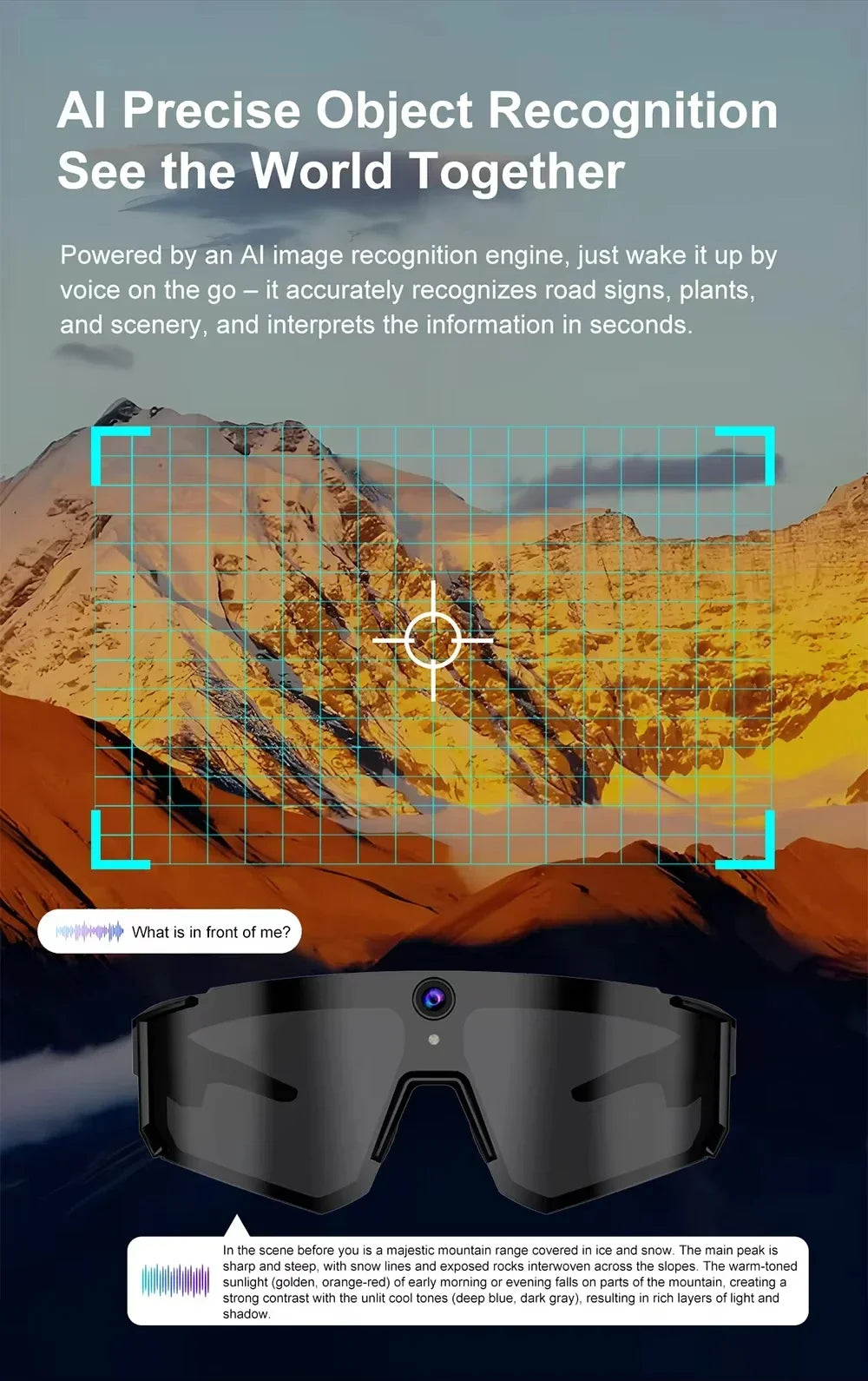 Lenovo 2026 New 2400W ChatGPT AI Smart Glasses 1080P Anti Shake Video Cycling Sport Sunglasses Dual Mic 32GB Windproof Goggle