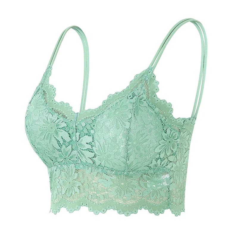 New Women Lace Bras Spring Summer Thin Outside Camisole Solid Underwear Female Hollow Out Vest Bralette Sexy Lingerie Bra