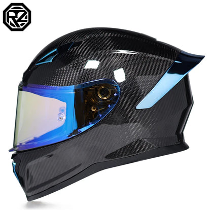 ORZ Carbon Fiber Motorcycle Helmets Men's and Women's Four Seasons Lightweight Helmets Motocross Color Lens Cosas Moto