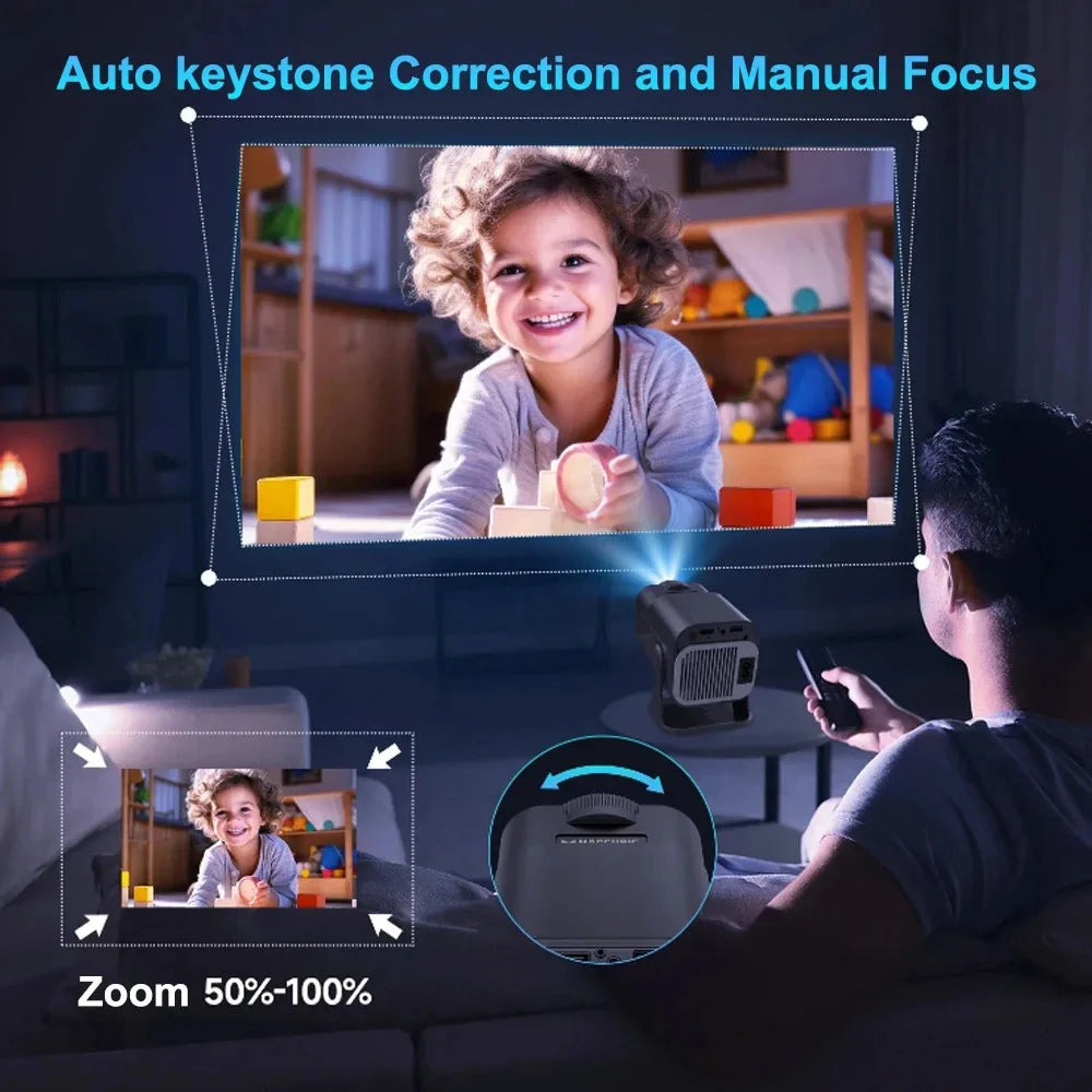 HY320 Mini Video Projector Native 720P Android 11 Projectors 300ANSI Wifi6 Cinema Outdoor Portable 180° Rotable BT5.0 4K Movie