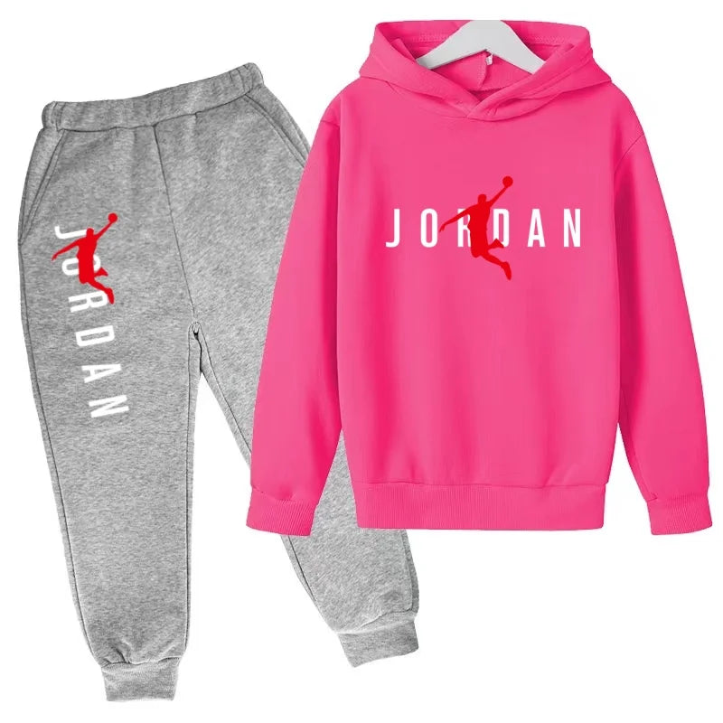 Kids Hoodie Basketball Letters Pullover 3-12Yrs Coat Sweatshirt+Pants Boy Girl Toddler Jogging Clothes Leisure Fashion Brand Set