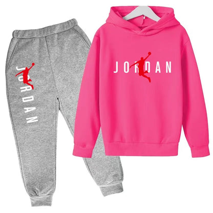 Kids Hoodie Basketball Letters Pullover 3-12Yrs Coat Sweatshirt+Pants Boy Girl Toddler Jogging Clothes Leisure Fashion Brand Set