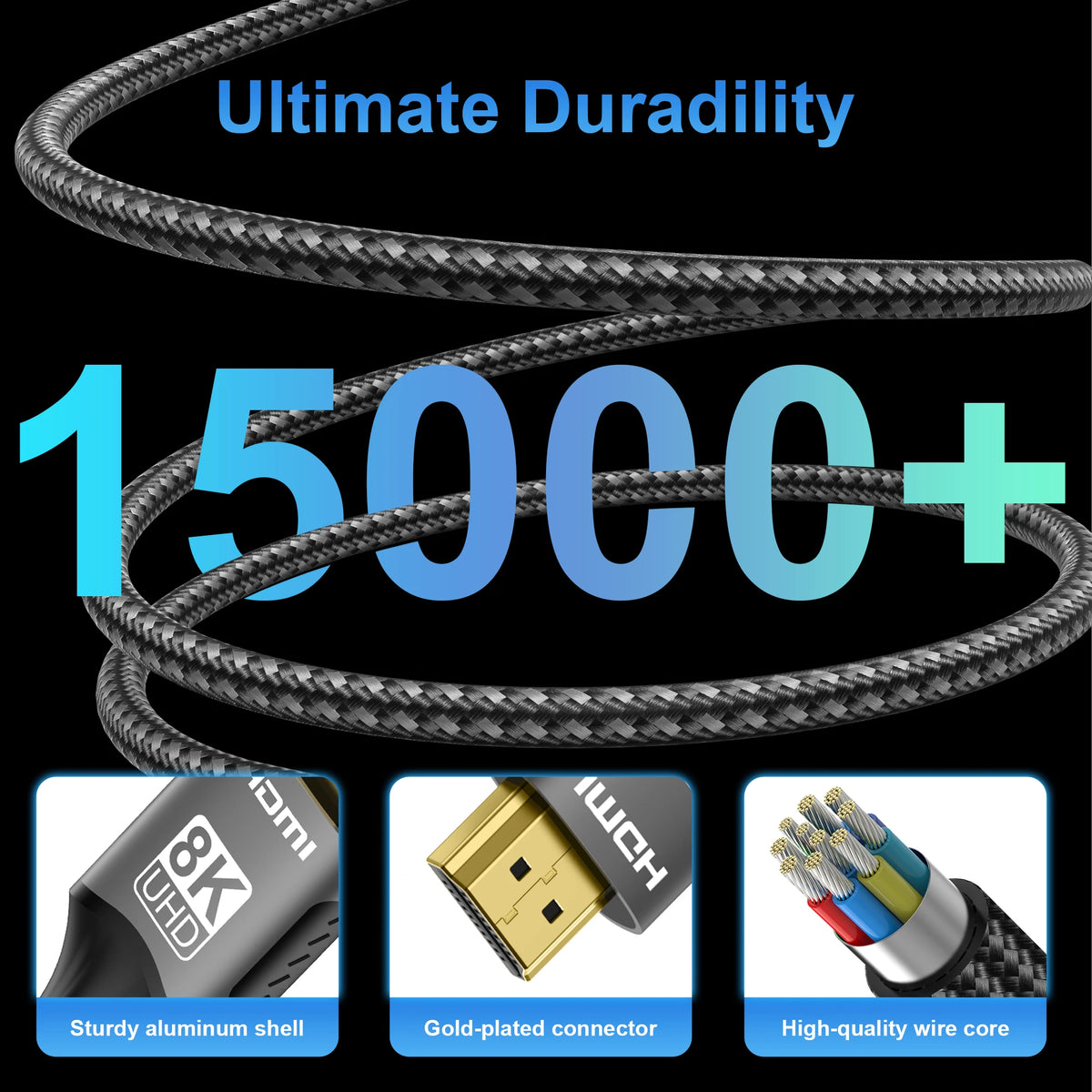 8K HDMI 2.1-kabel 8K@60Hz 48Gbps ARC HDCP Ultra High Speed HDR