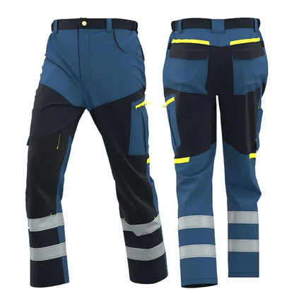 Spring Autumn Multi Pocket Men's Work Pants Wear Resistant Workshop Factory Construction Workers Clothes Reflective Strip Pants