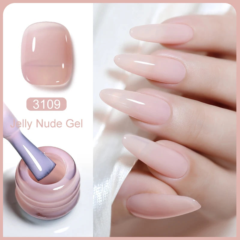 Clou Beaute Transparent French Gel Polish Translucent Nude Pink Red Jelly Glass Milky White Varnish Rainbow Color Nail Art