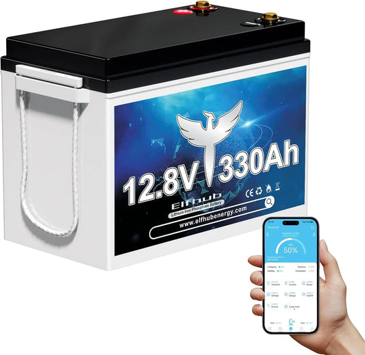 12V 330Ah 4,2kWh LiFePO4 Batteri med Bluetooth & 200A BMS – Deep Cycle Husbil Solceller Båt, EU-lager