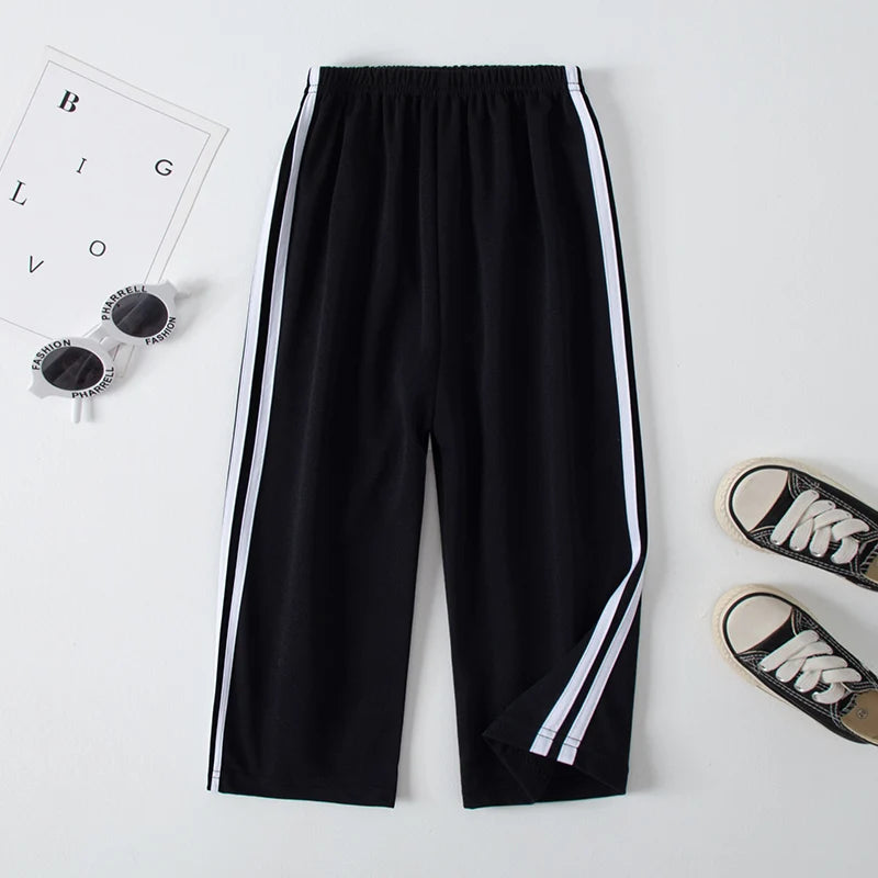 Summer CHILDREN'S Thin Wide-leg Pants Boys and Girls Color Leisure Sports Straight Pants Comfortable Pants.