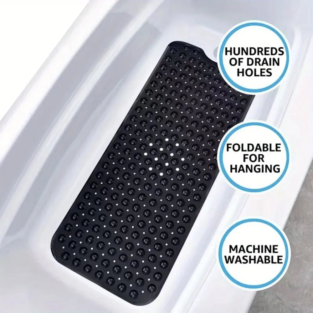 Non-Slip Bathtub Mat Shower Mat with Drain Holes and Suction Cups Machine Washable Household Bathroom Shower Carpet Bathroom