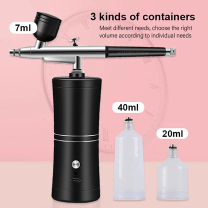 Trådlös Airbrush med Kompressor – 0,3mm Dubbel-action, Laddningsbar, för Konst, Naglar & Modeller