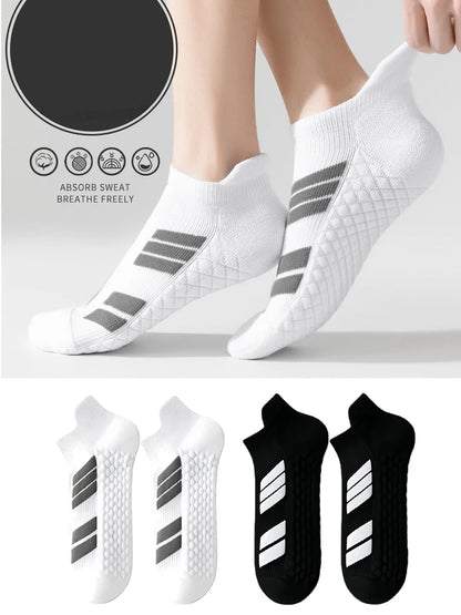 10Pairs Black Low Cut Sports Socks Unisex Breathable Sweat Absorbing Running Basketball Leisure Towel Bottom Socks for Men And W