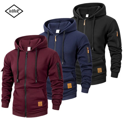 Herr Slim Fit Hoodie med Dragkedja – Långärmad Sweatshirtjacka, 5 Färger