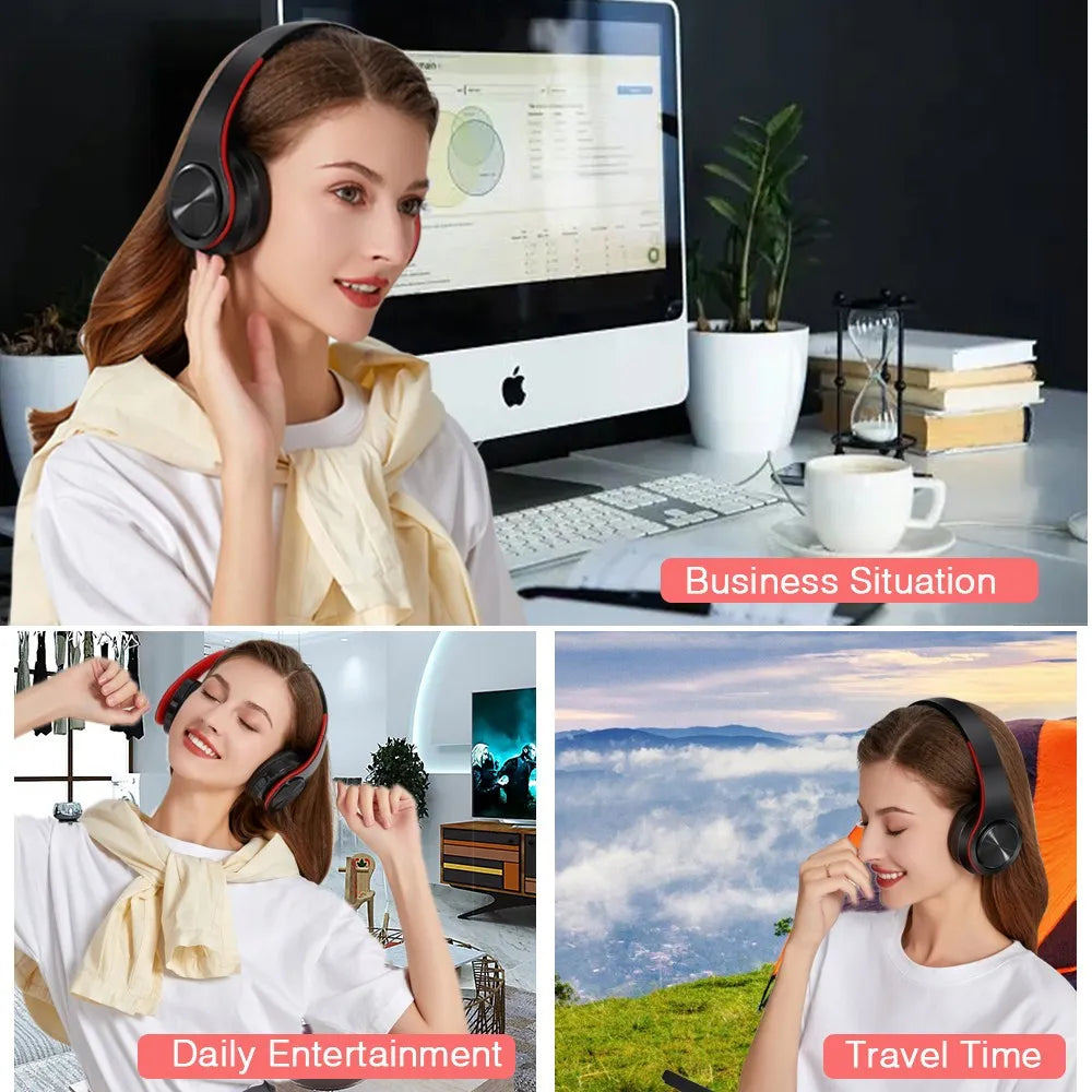 CATASSU Bluetooth 5.3 Headset Over-Ear – MP3 FM-radio 20h 400mAh Minnesskum Hopfällbar CE/FCC/RoHS Smartphone TV PC Surfplatta