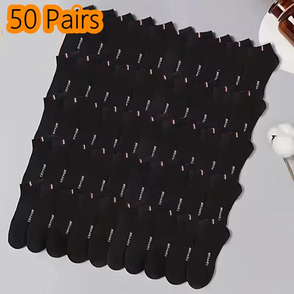 Herr Ankelstrumpor i Bomull 1–50-pack – Andningsbara, Tunna, Sport & Vardag, EU 38–45