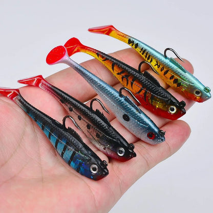 Artificial Soft Bait With Jig Head 4g 10g 25g Jigging Soft Lure Rubber T Tail Fishing Lures Swim Bait For Bass Pike Bass Tackle