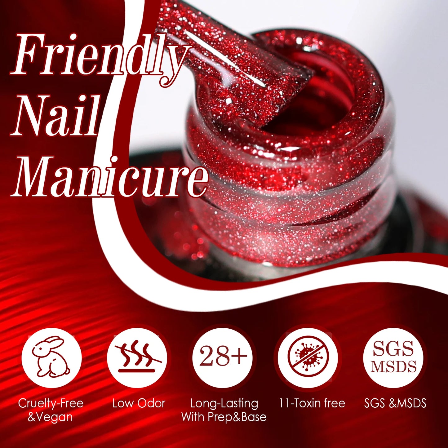 Red Cat Eye Gel Nail Polish Magnetic Glitter Holographic Red Ruby Christmas Polish Reflective Jelly Translucent UV Gel Manicure
