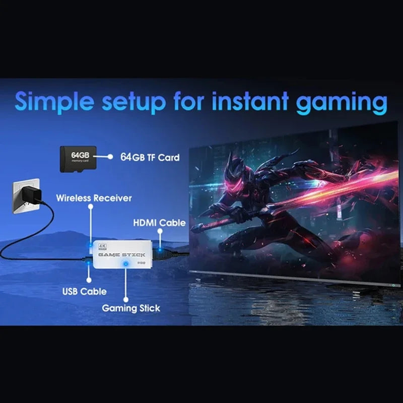 M15 4K TV Game Stick Retro Spelkonsol – 64GB/128GB 20 000–40 000 Spel 23 Emulatorer Trådlösa Handkontroller HDMI