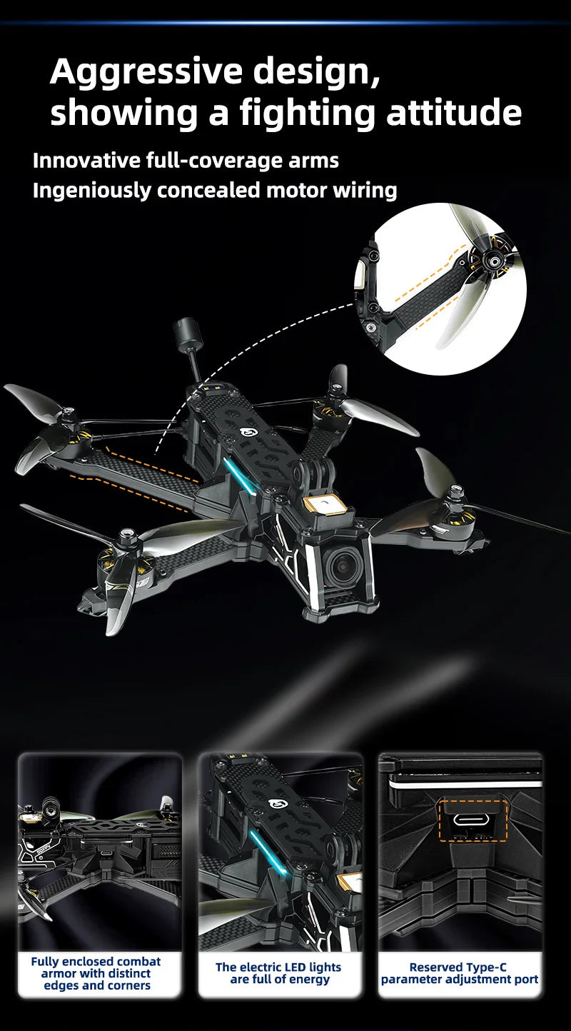 SEQURE SQFPV 5 tum FPV-drönare 225mm 6S 8S Heison 5D med analog VTX Freestyle Cine FPV Drönare RC Quadcopter
