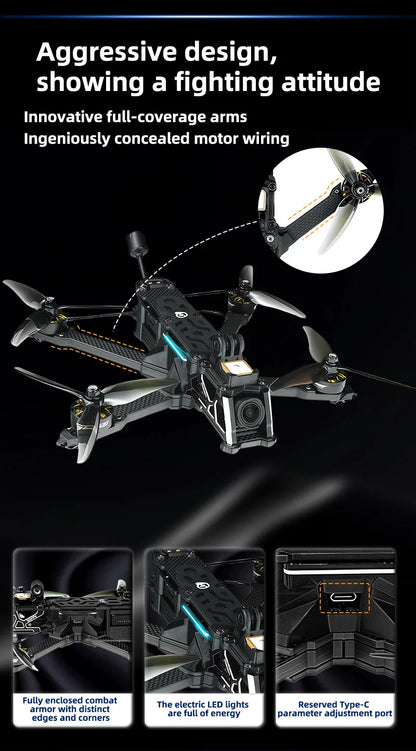 SEQURE SQFPV 5 tum FPV-drönare 225mm 6S 8S Heison 5D med analog VTX Freestyle Cine FPV Drönare RC Quadcopter
