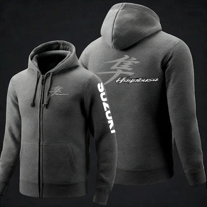 Suzuki Hayabusa Motorcykel Hoodie Herr – Dragkedja, Tryckt Logga, Vår & Höst