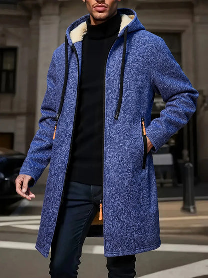 Herr Lång Vinterjacka med Fleece – Varm Vindskyddande Hoodie med Dragkedja, 4 Färger, Storlek S–XXXL
