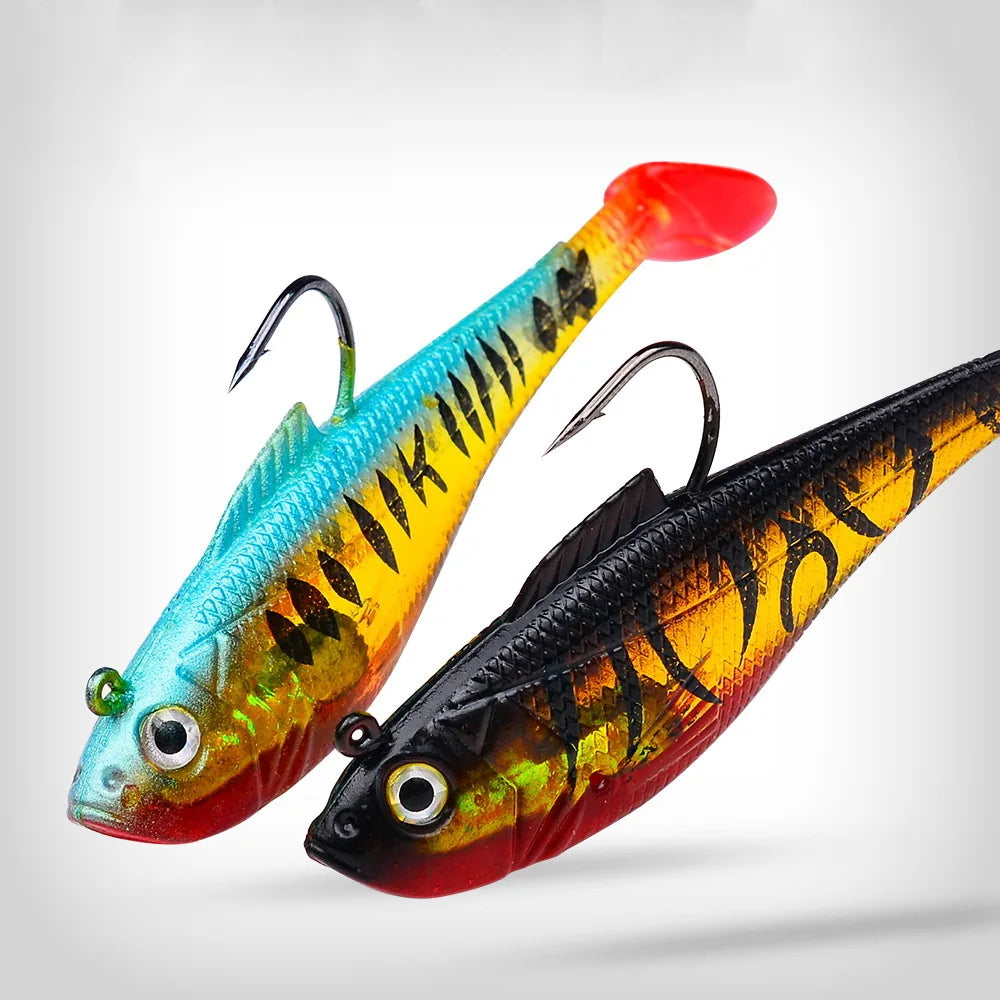 Artificial Soft Bait With Jig Head 4g 10g 25g Jigging Soft Lure Rubber T Tail Fishing Lures Swim Bait For Bass Pike Bass Tackle