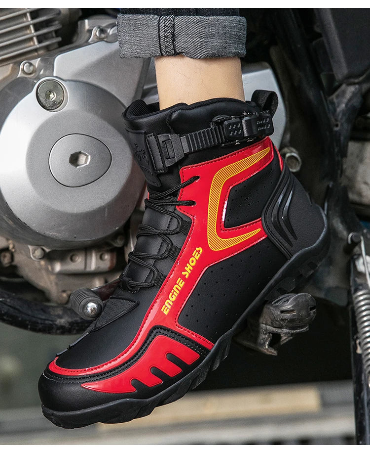 Men Leather Motos Breathable Anti Slip Wear-resistant Riders Boots Motorbike Racing Ankle Length Shoes 2026 New Motorcycle Boots