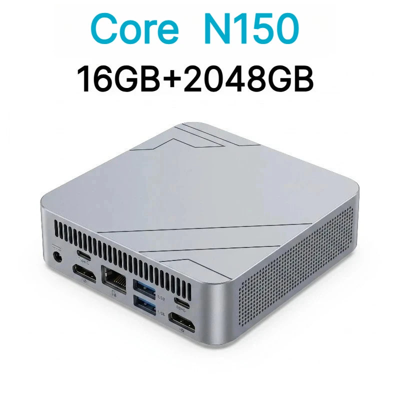 2026 NEW Portable Mini Computer Intel Core N150 with 1TB/2TB SSD, RAM, Versatile Ports for Gaming, Office Study.