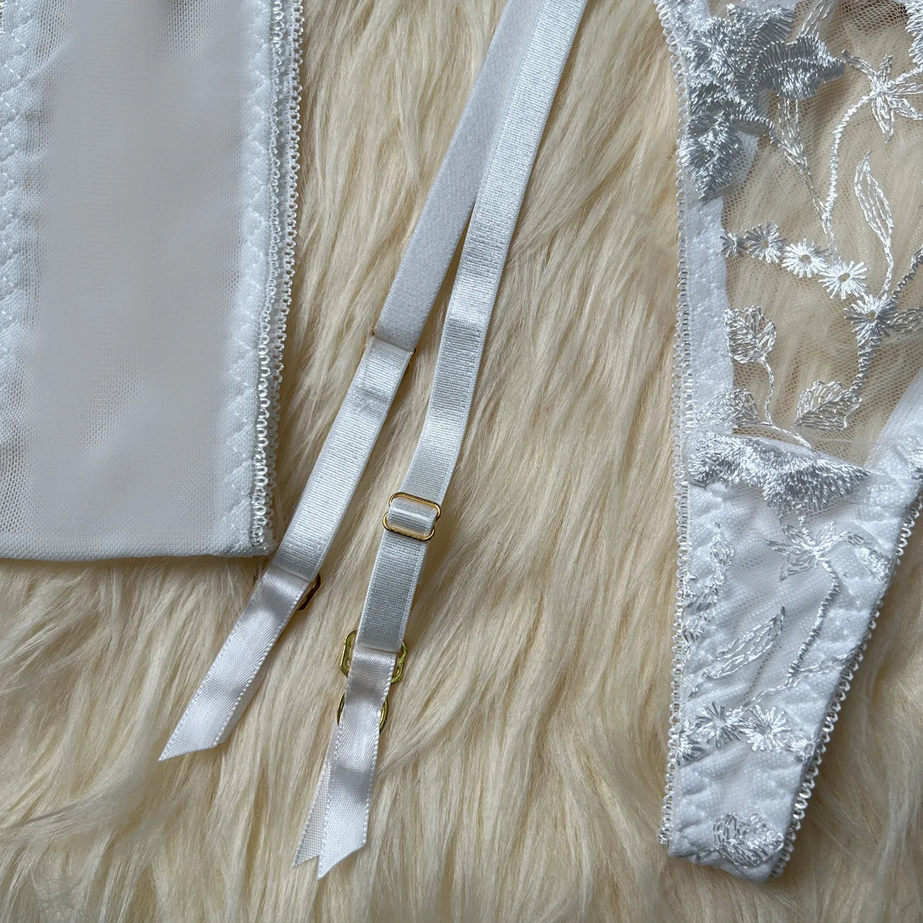 Floral Embroidered Boned Corset Lingerie Set Sheer Mesh Underwire Bustier Garter Straps Waist Cincher Romantic Night Clubwear