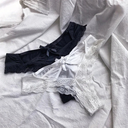 Sexy Hollow Cross Panties Women Underwear Lace Embroidery Low-Rise Temptation G-String Summer Breathable Thong Ladies Intimates