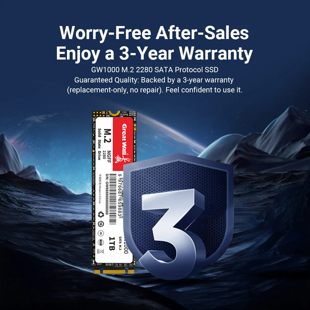 Great Wall M2 NGFF SSD 128GB 256GB SSD M.2 SATA 2280 1TB 512GB HDD 2TB Hard Disk Solid State Drives for Desktop Laptop