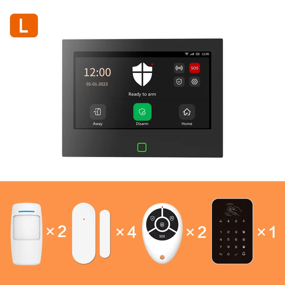 Staniot SecPanel 7" 4G WiFi Larmsystem – 5000mAh Batteri 120dB Siren Alexa Google 150 Zoner Tuya App 10 Språk CE RoHS