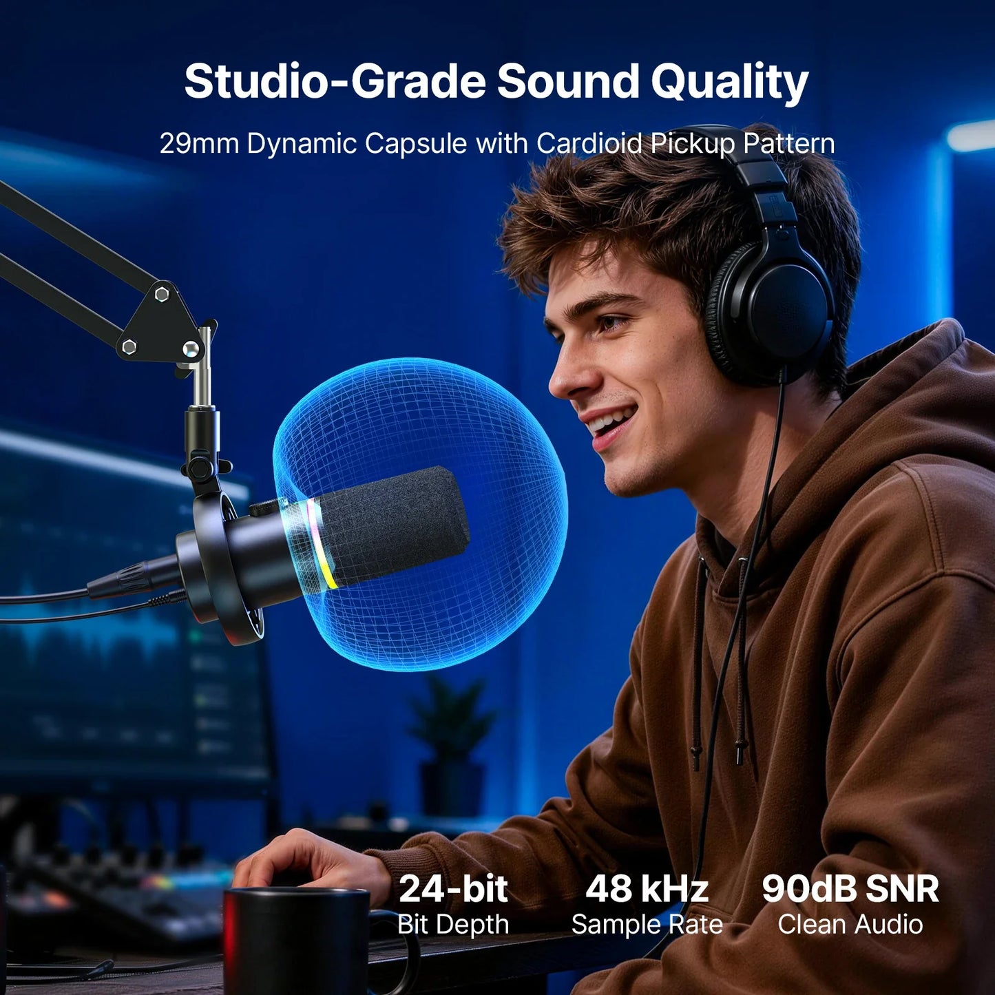 BOYA CastMic S60 USB/XLR Dynamic Microphone with RGB for Gaming, Streaming, Podcasts Studio Grade 4 in 1 Support Phone PC Laptop