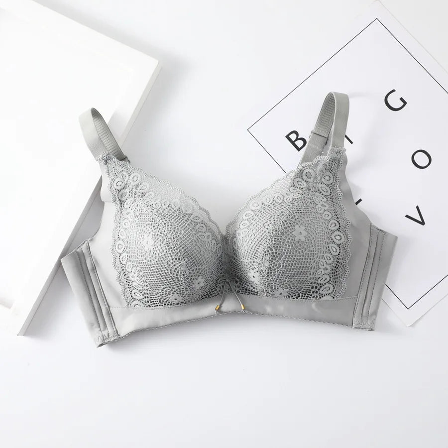 Push Up Bra for Women Sexy Floral Lace Bralette Wireless Soft Seamless Brassiere Cotton Comfortable Gathered Female Lingerie