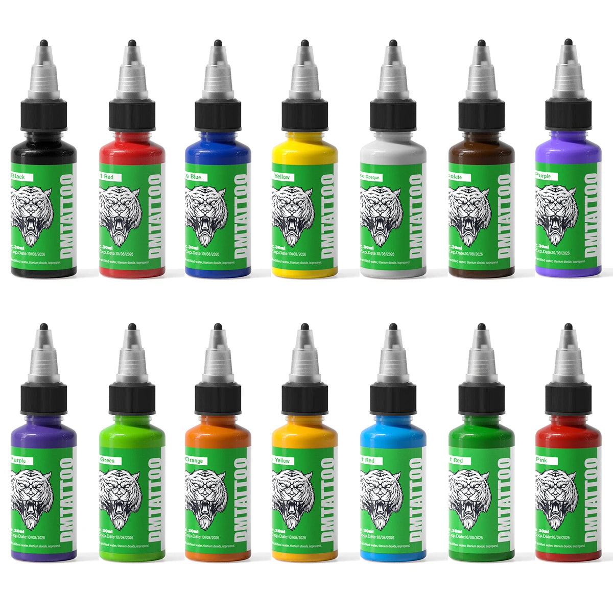 DM Tattoo Ink 15 Color 1OZ/Bottle Natural Plant Extract Pigment Body Painting Long Lasting No Color Loss Professional Tattoo Ink