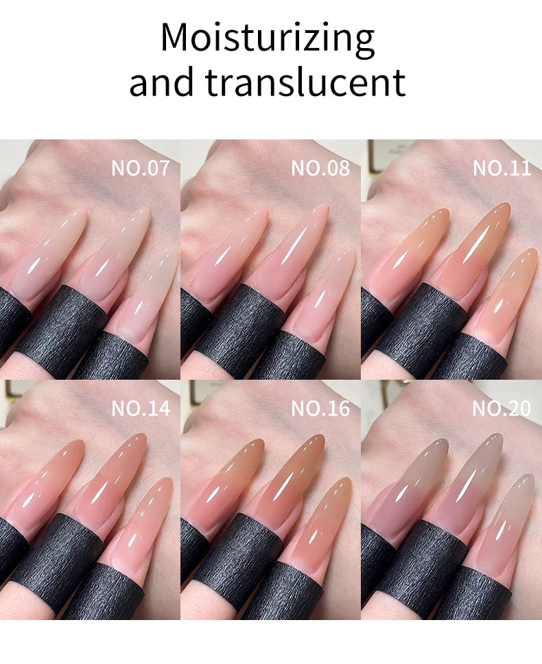 1/6Pcs 15ml Jelly Ice Nude Peelable Polish, UV/LED - Set, Formaldehyde - Free. Oval, Glossy. Good for Salon & DIY