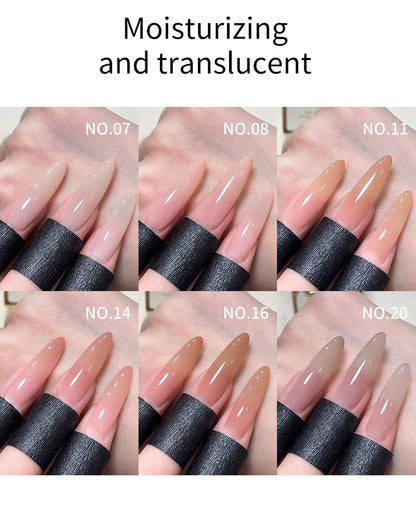 1/6Pcs 15ml Jelly Ice Nude Peelable Polish, UV/LED - Set, Formaldehyde - Free. Oval, Glossy. Good for Salon & DIY
