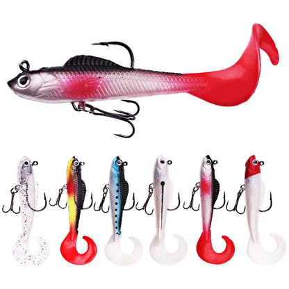 6PCS Wobblers Artificial Baits Fishing Tackle Soft Silicone Bait For Sea Bass Spoon Pike Carp Fishing Lures Swimbait