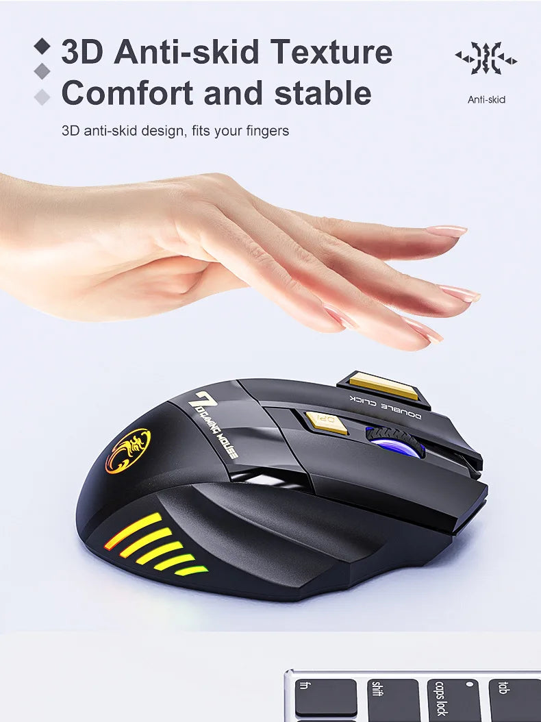 IMICE GW-X7 Wireless Gaming Mouse, 3200DPI Dual-Mode, 7 Programmable Keys, RGB Backlit Rechargeable